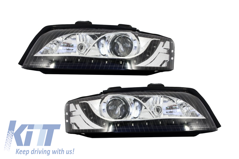 DAYLIGHT Headlights suitable for Audi A4 B6 8E (10.2000-10.2004) LED DRL Black