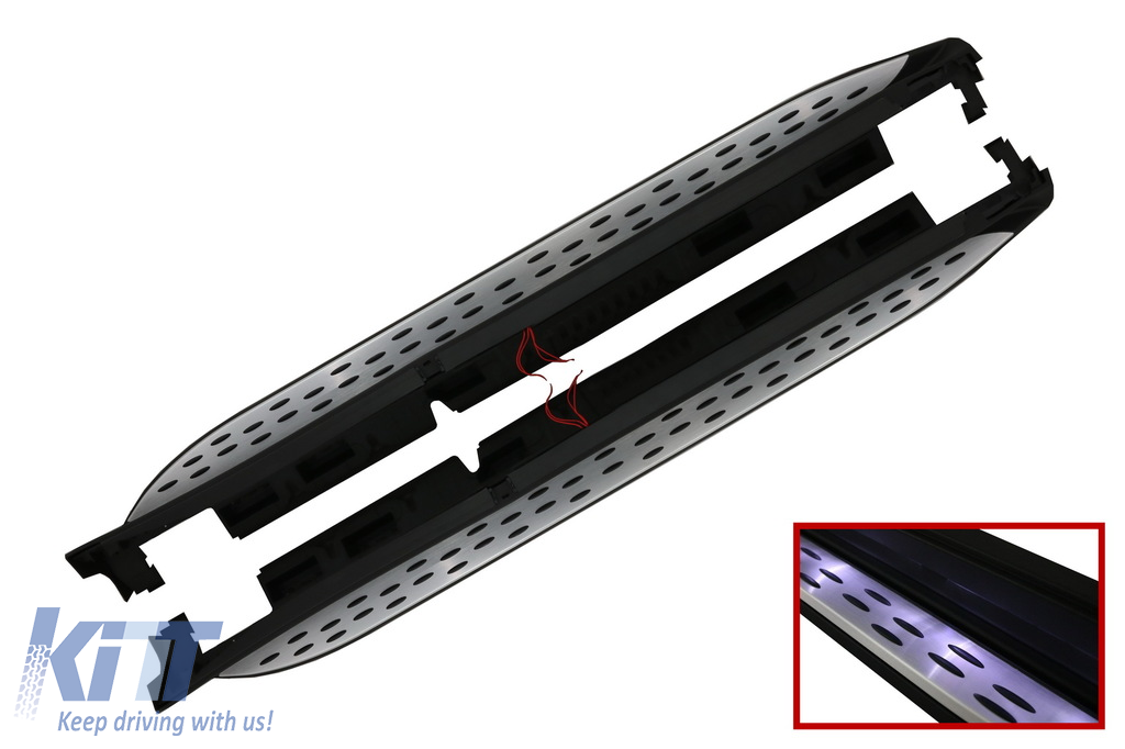 Running Boards suitable for Mercedes GL-Class X166 (2012-2015) GLS-Class Facelift (2016-2018) Side Steps with LED Courtesy Light