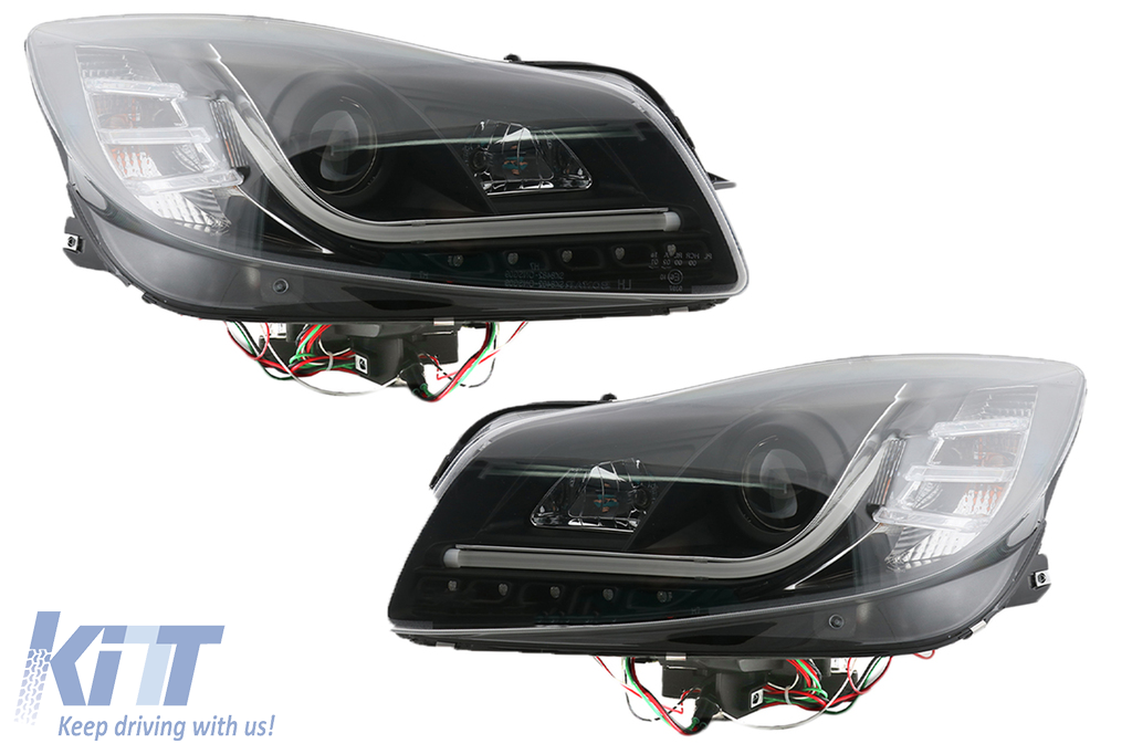 Headlights suitable for Opel Insignia (2009-up) LED DRL Daytime Running Lights Black