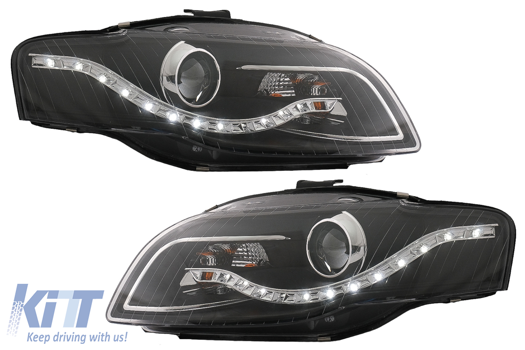 Headlights LED DRL DAYLIGHT suitable for Audi A4 B7 (11.2004-03.2008) Black