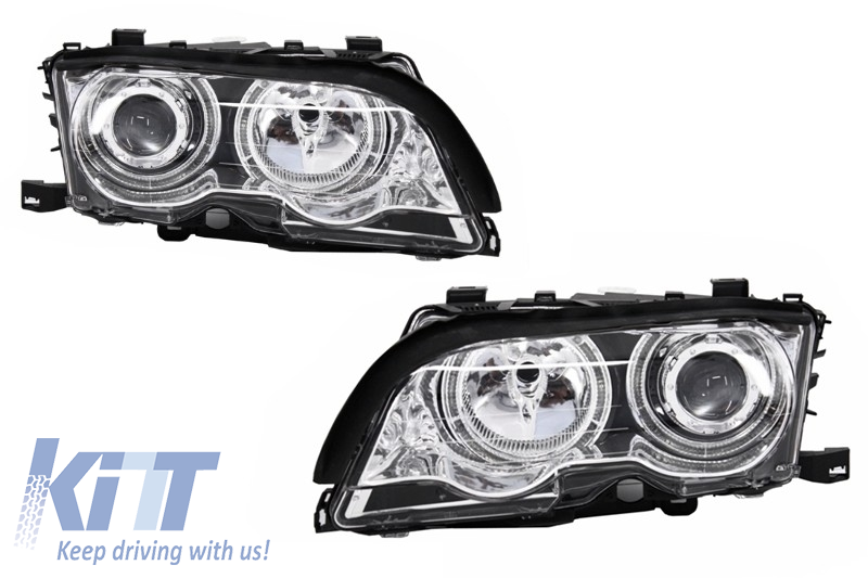 Angel Eyes Headlights suitable for BMW 3 Series E46 Coupe/Cabrio (1998-2003) Chrome Edition
