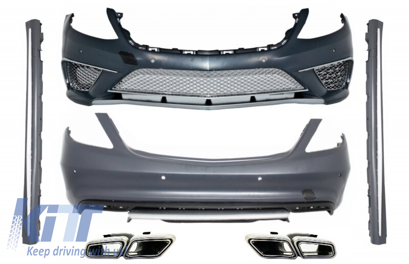 Body kit suitable for Mercedes S-Class W222 (2013-06.2017) Bumper with Side Skirts and Exhaust Tips S63 Look LWB