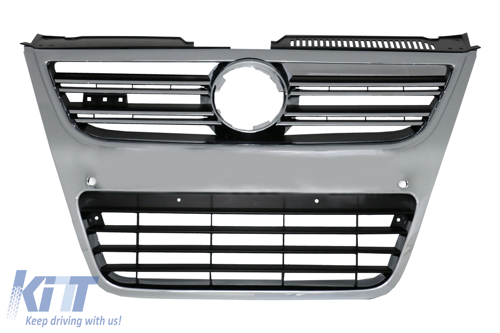 Front Grille suitable for VW Passat 3C (2007-2010) Full Chrome only for R36 OEM Bumper with PDC