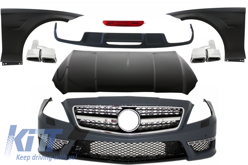 Complete Body Kit with Exhaust Muffler Tips suitable for Mercedes CLS W218 C218 Sedan (2011-up) CLS63 Design