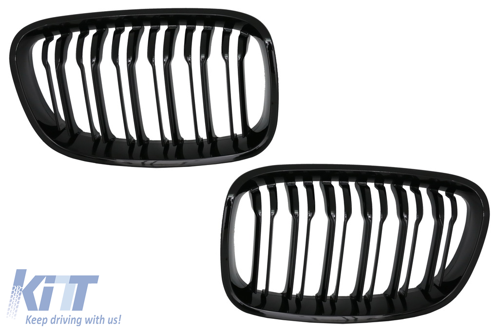Central Grilles Kidney Grilles suitable for BMW 1 Series F20 F21 (2011-2014) Double Stripe M Design Piano Black