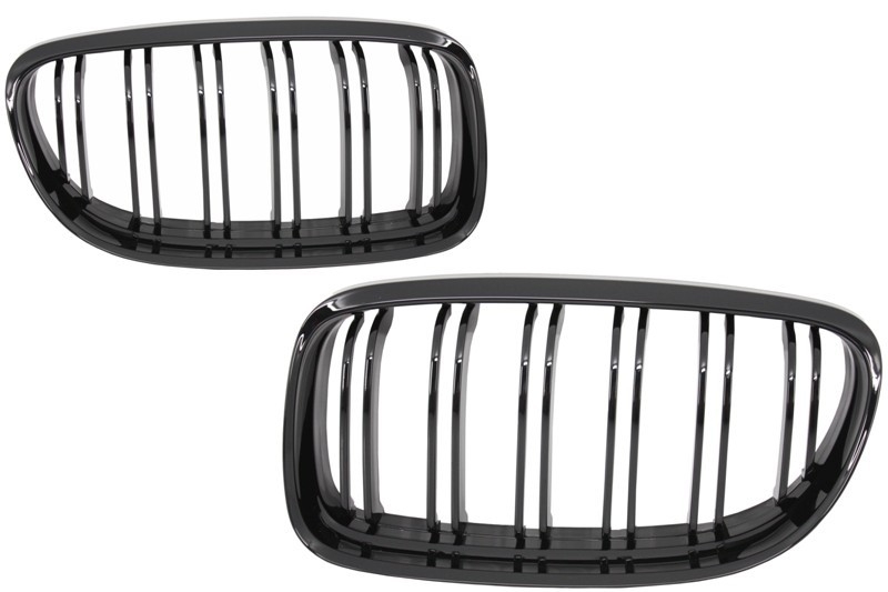 Front Kidney Grilles suitable for BMW 3 Series E90 E91 LCI (2008-2011) Double Stripe M Design Piano Black
