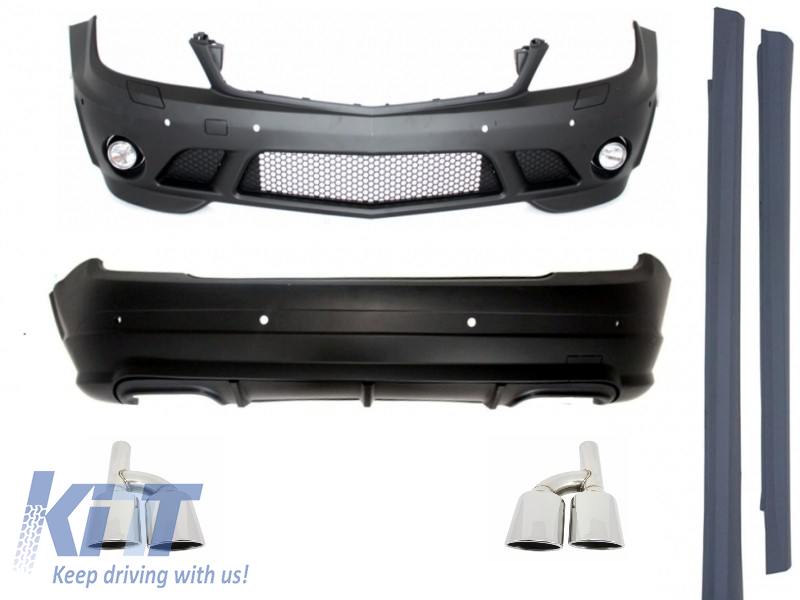 Body Kit suitable for MERCEDES-Benz C-Class W204 C63 2007-2012 with Exhaust Muffler Tips