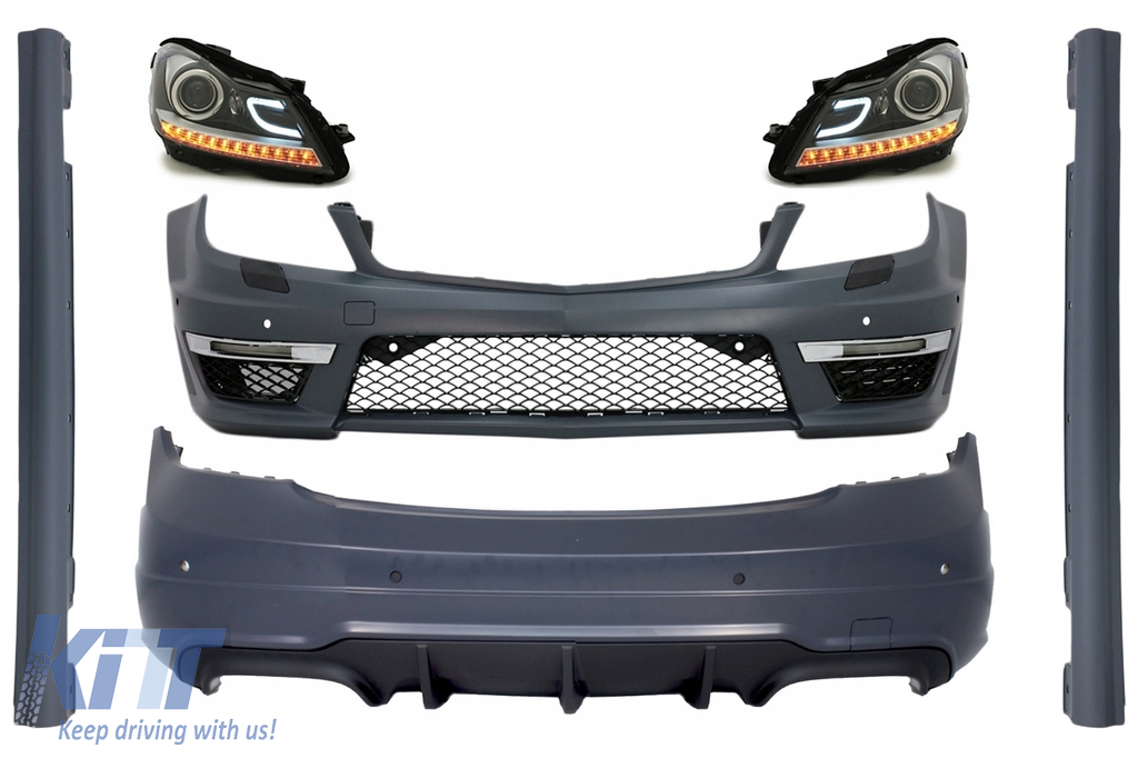 Complete suitable for Mercedes C-class W204 C204 Facelift C63 Design Body Kit with Daytime Headlights