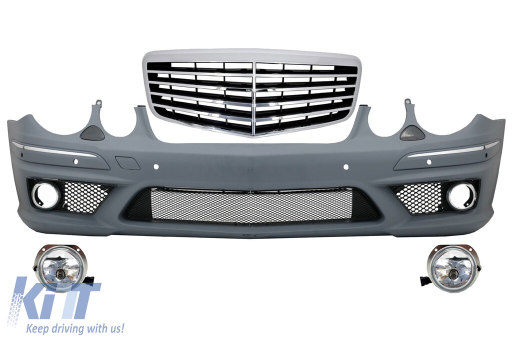 Front Bumper suitable for Mercedes W211 E-Class (2002-2009) Assembly with Facelift Front Grille