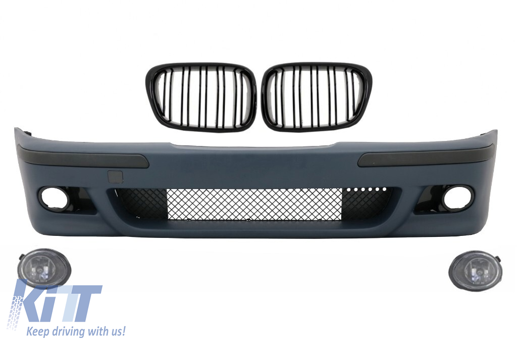 Front Bumper suitable for BMW 5 Series E39 (1995-2003) with Fog Lights and Central Kidney Grilles Double Stripe M5 Look
