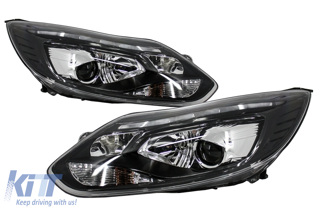 LED DRL Headlights Xenon Look suitable for FORD Focus III (2011-2014) Black