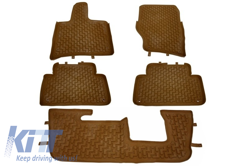 Floor Mats Rubber Mats suitable for Audi Q7 4L (2006-2015) 5/7 seats Sand Brown