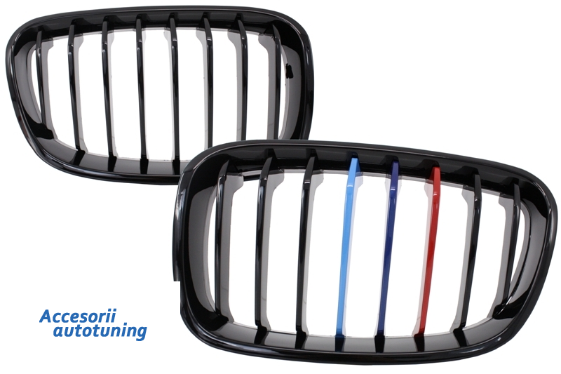 Central Grilles Kidney Grilles suitable for BMW 1 Series F20 F21 (2011-2014) M-Power 3 Color Design Piano Black