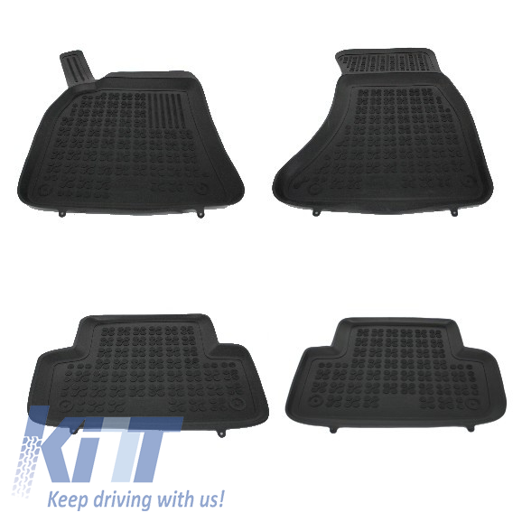 A padlószőnyeggumi fekete, amely alkalmas Audi A4 B8 03/2008-2015, A5 Sportback (Liftback) 2009-2016.