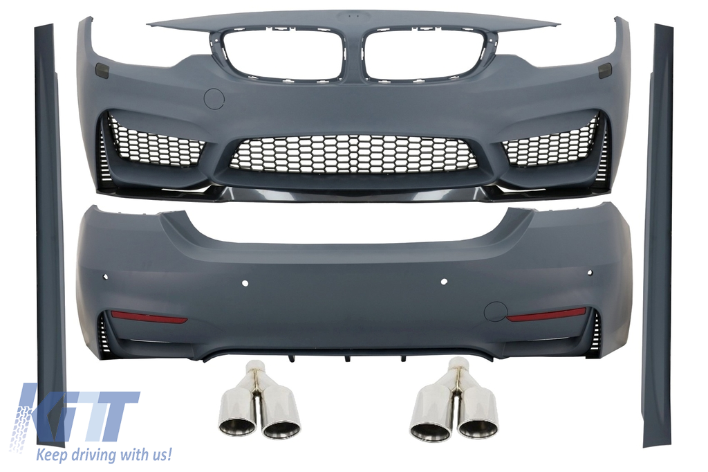 Complete Body Kit suitable for BMW 4 Series F32 F33 (2013-up) M4 Design Coupe Cabrio with Exhaust Muffler Tips M-Power Chrome