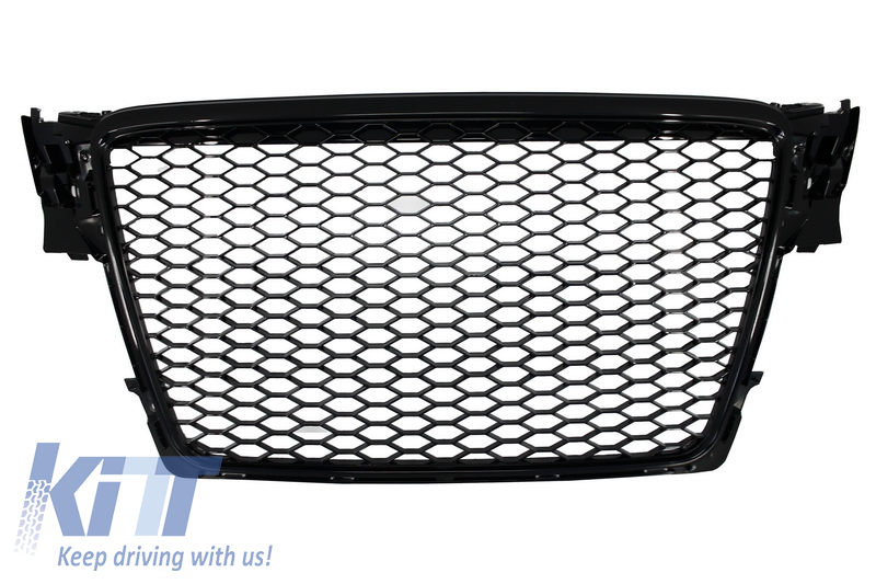 Badgeless Front Grille suitable for AUDI A4 B8 (2007-2012) RS Design Piano Black