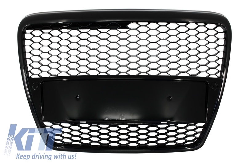 Badgeless Front Grille suitable for AUDI A6 4F C6 (2004-2007) RS Design Piano Black