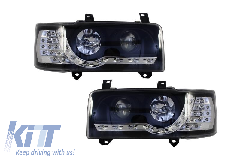 Headlights LED DRL  suitable for VW T4 Transporter 1990-2003 Black
