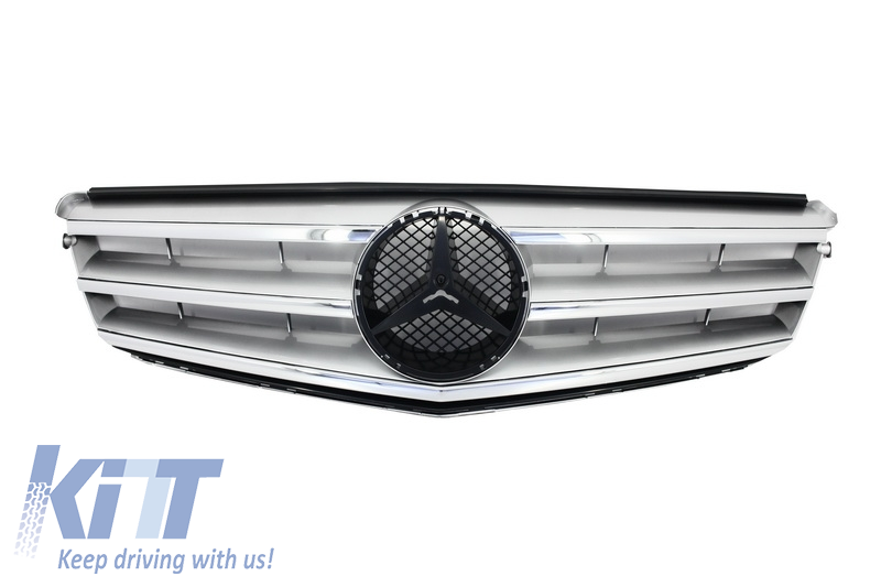 Front Grille suitable for MERCEDES Benz C-Class W204 S204 Limousine Station Wagon (2007-2014) Avangarde Chrome & Silver
