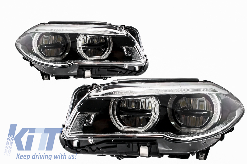 Full LED Angel Eyes Headlights suitable for BMW 5 Series F10 F11 LCI (2014-2017)