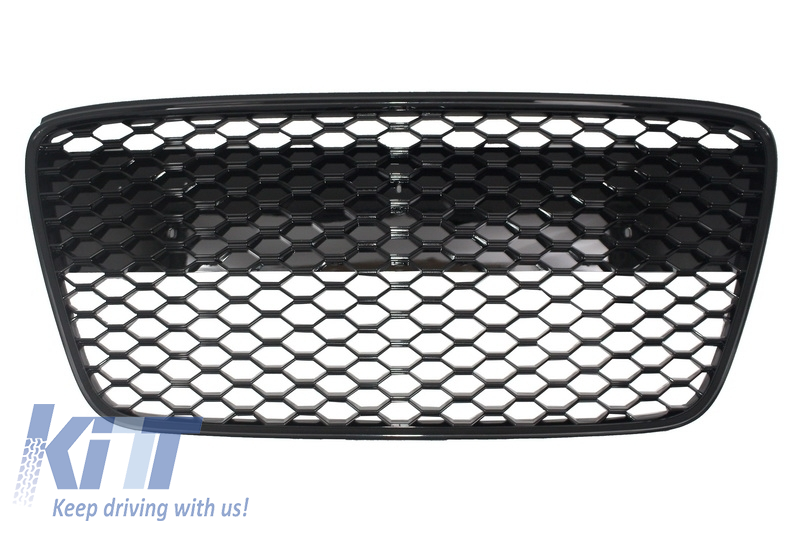 Front Grille suitable for AUDI R8 (2007-2012) Honeycomb Piano Black
