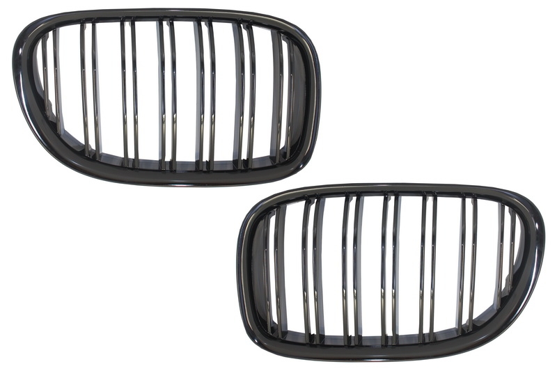 Central Kidney Grilles suitable for BMW 7 Series F01 F02 F03 (2008-2015) Double Stripe M Design Piano Black