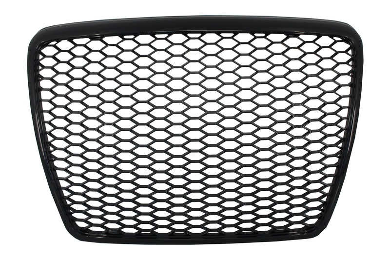 Badgeless Front Grille suitable for AUDI A6 4F 4F2 C6 (2004-2011) RS Design Piano Black