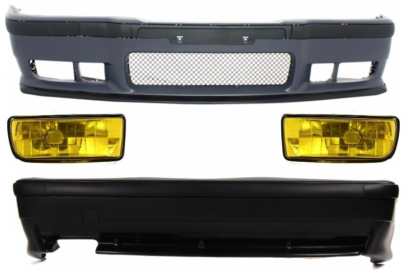 Complete Body Kit suitable for BMW 3er E36 (1992-1998) M3 Design With Yellow Fog Lights