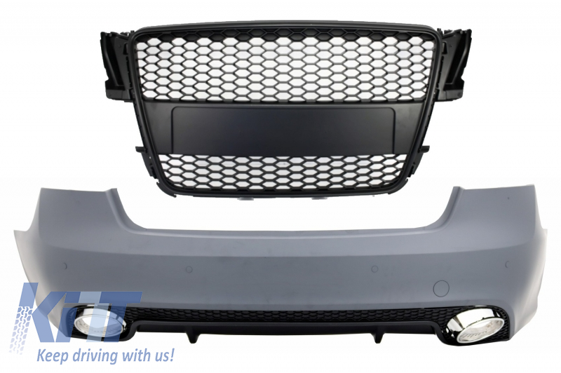Rear Bumper suitable for AUDI A5 S5 8T (2007-2011) RS5 Design With Badgeless Front Grille Matte Black