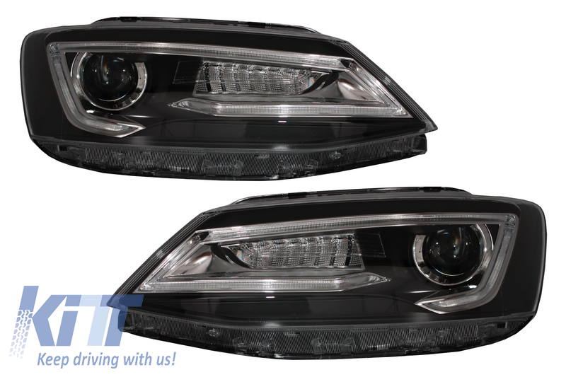 Headlights LED DRL suitable for VW Jetta Mk6 VI (2011-2017) Bi-Xenon Design Dynamic Flowing Signals Demon Look