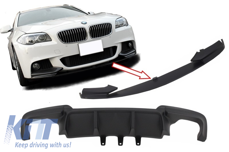 Double Air Diffuser with Front Bumper Spoiler Lip Package suitable for BMW F10 F11 5 Series (2011-2017) M-Performance Design