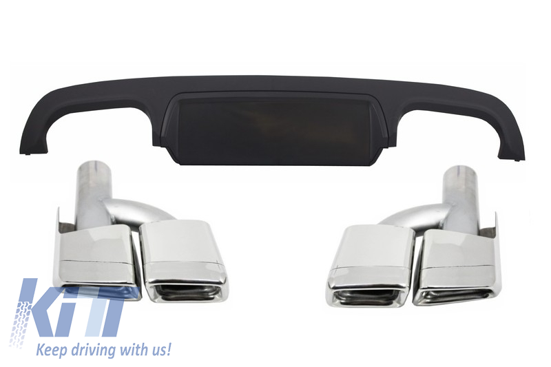 Rear Bumper Diffuser with Exhaust Muffler Tips suitable for Mercedes S-Class W221 (2005-2013)