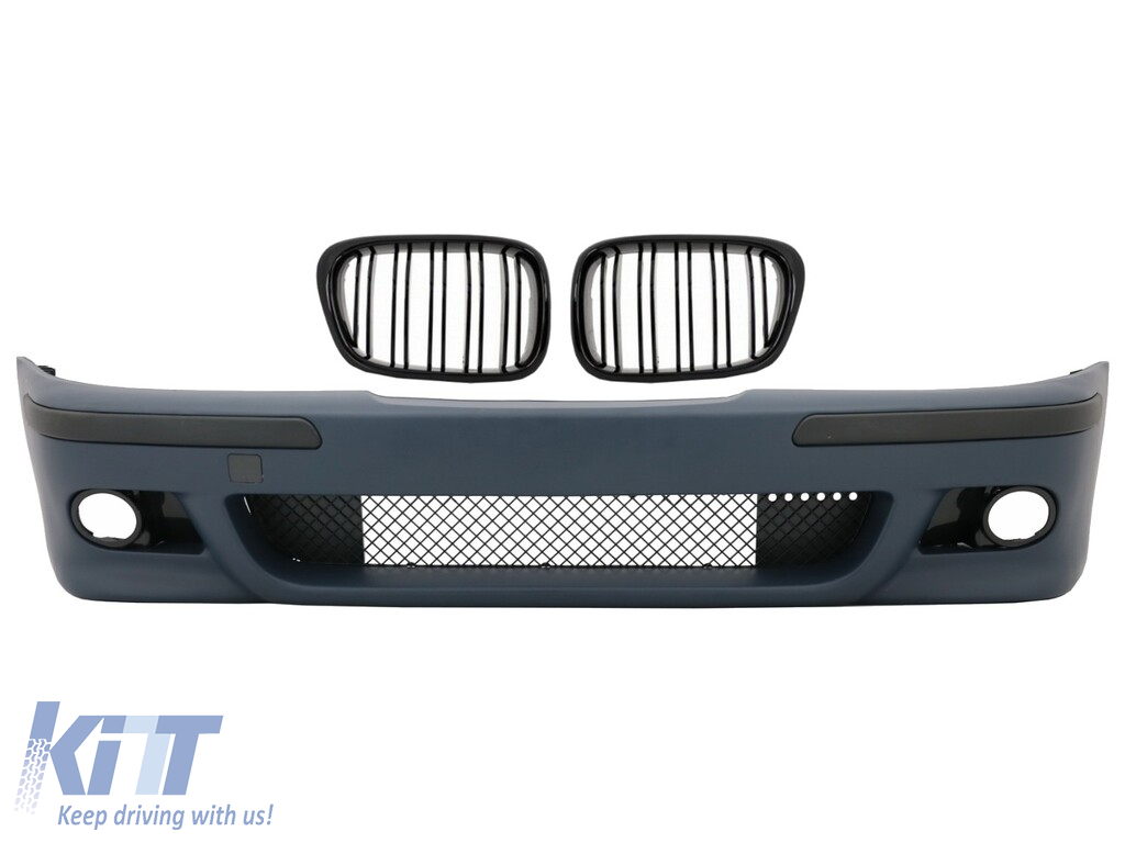 Front Bumper suitable for BMW 5 Series E39 (1995-2003) M5 Look with Central Grille Double Stripe Piano Black