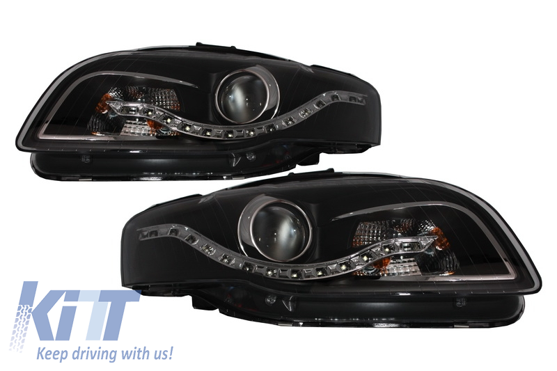 Headlights LED DRL suitable for Audi A4 B7 (11.2004-03.2008) Black