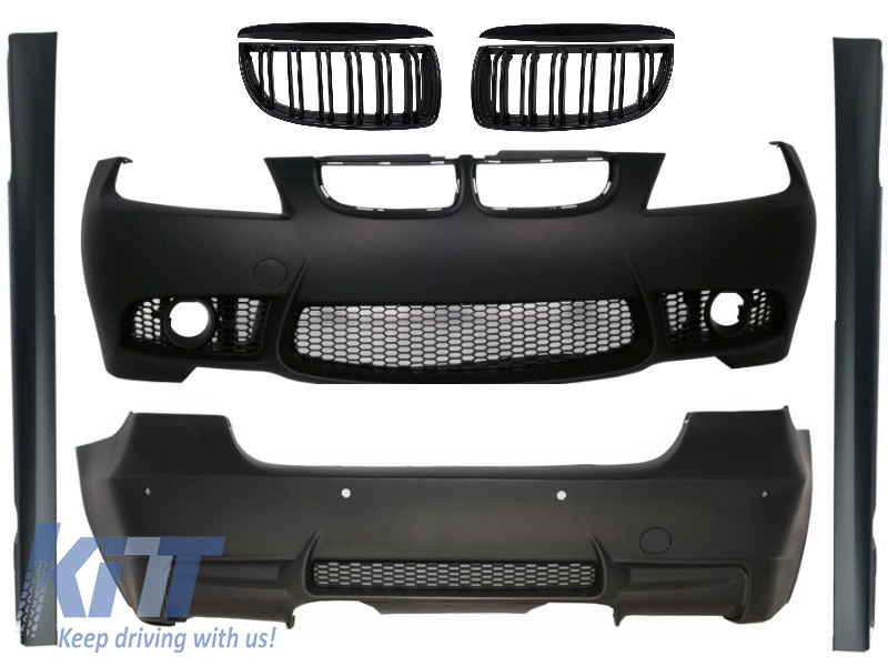 Body Kit suitable for BMW E90 3 Series 04-08 Non-LCI M3 Design with Grille Double Stripe Piano Black
