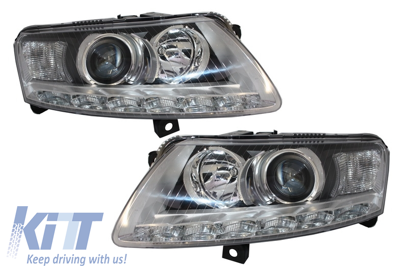 Xenon Headlights LED DRL suitable for Audi A6 C6 4F (04.2004-2008) Chrome Without AFS