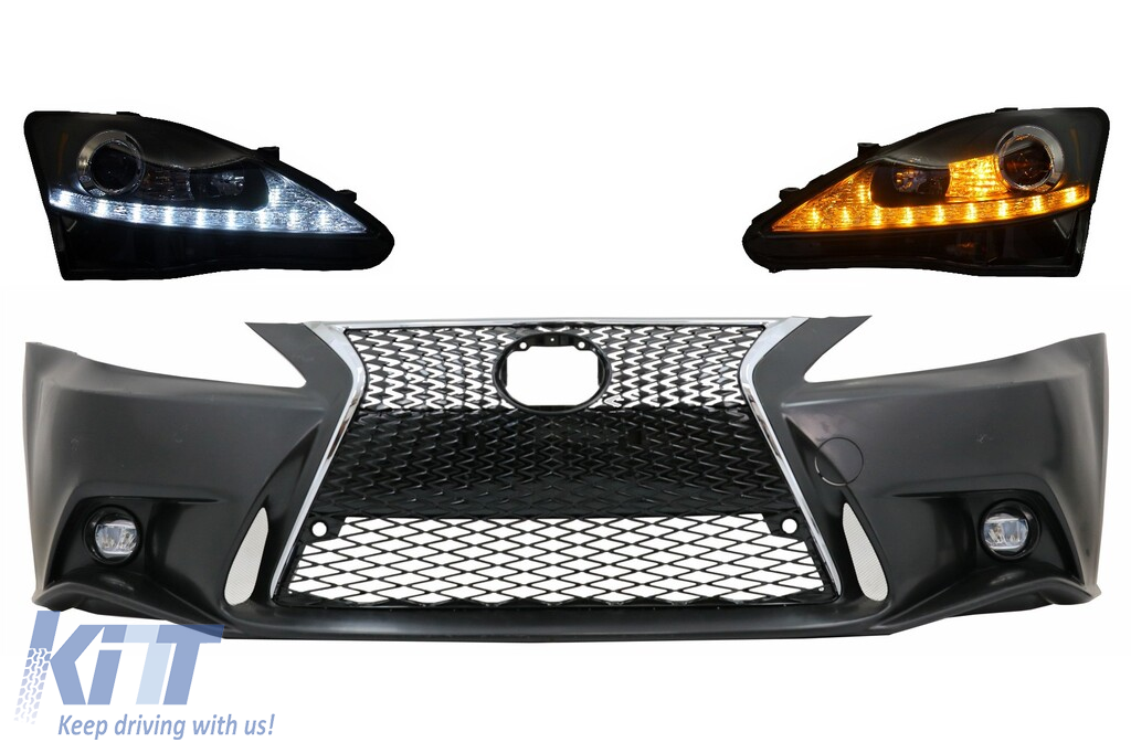 Front Bumper suitable for LEXUS IS XE20 (2006-2013) IS F Sport Facelift XE30 2014-up Design and LED DRL Headlights Dynamic Turn Light Signal