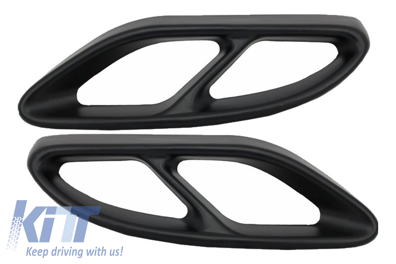 Black Muffler Tips Covers suitable for MERCEDES C-Class W205 S65 E65 GLE W166 X166 GLC W253 Sport Design