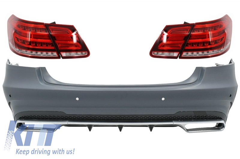 Rear Bumper with LED Light Bar Taillights suitable for Mercedes E-Class W212 (2009-2012) Facelift E63 Design