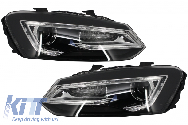 Headlights LED XENON HID suitable for VW Polo 6R / 6C / 61 (2011-2017) Light Bar Devil Eye Look