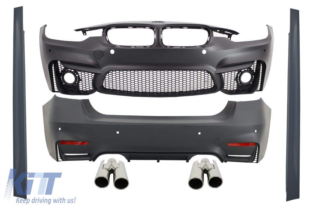 Complete Body Kit suitable for BMW F30 (2011-2019) EVO II M3 CS Design with Exhaust Muffler Tips Quad