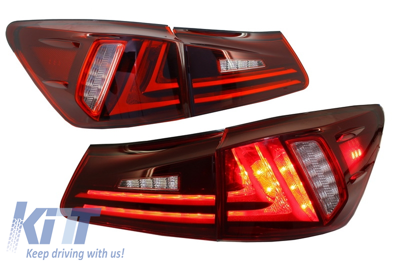 Taillights Full LED suitable for Lexus IS XE20 (2006-2012) Light Bar Facelift New XE30 Red Clear