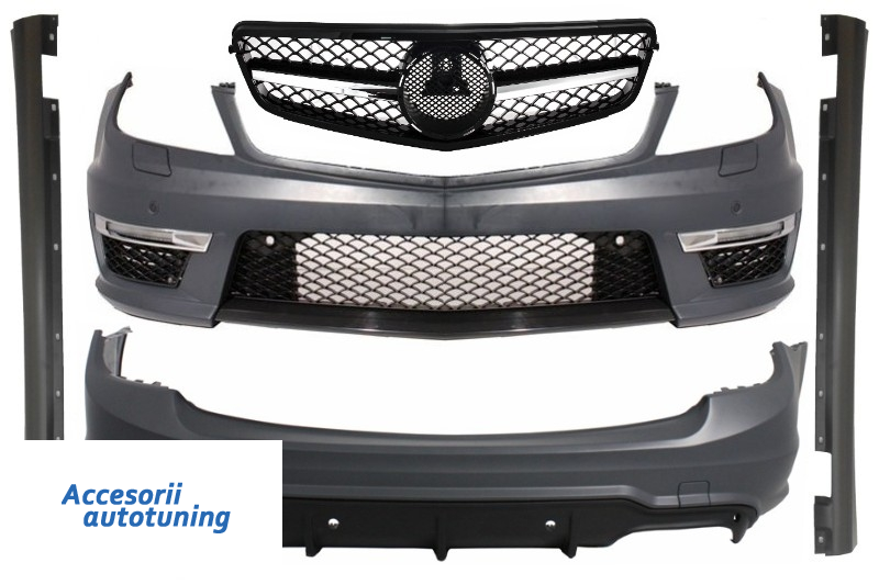 Suitable for MERCEDES C-Class W204 Facelift C63 Body Kit T-Modell S204 Station Wagon Estate with Front Grille Sport Black Glossy
