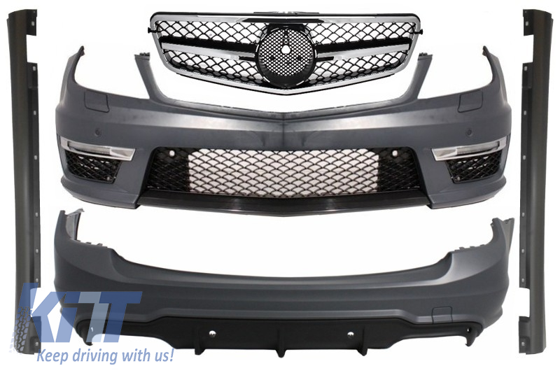 Suitable for MERCEDES C-Class W204 Facelift Body Kit T-Modell S204 Station Wagon Estate with Front Grille Sport Black Glossy & Chrome