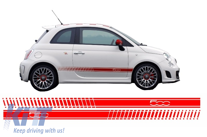 Side Decals Sticker Vinyl Red suitable for FIAT 500 (2007+)