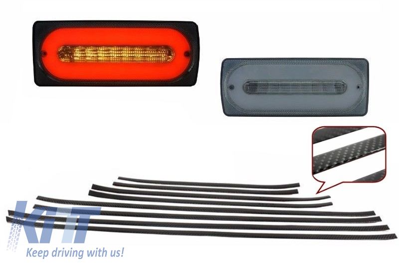 LED Taillights Light Bar Smoke suitable for Mercedes G-class W463 (1989-2015) with Door Moldings Carbon