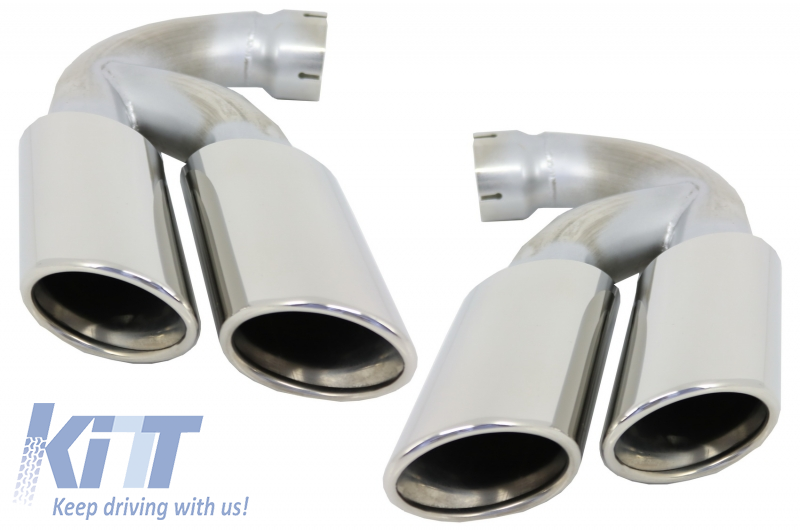 Dual Muffler Tips Exhaust Stainless Steel Tailpipes  suitable for VW Touareg 7P 7L (2002-2018) W12 Design