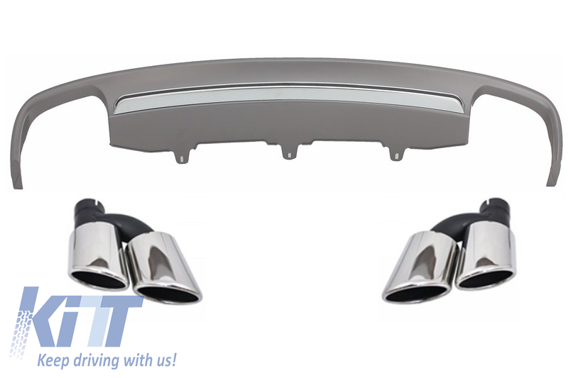 Rear Bumper Valance Air Diffuser with Exhaust Muffler Tips suitable for Audi A6 4G (2012-2015) S6 Design