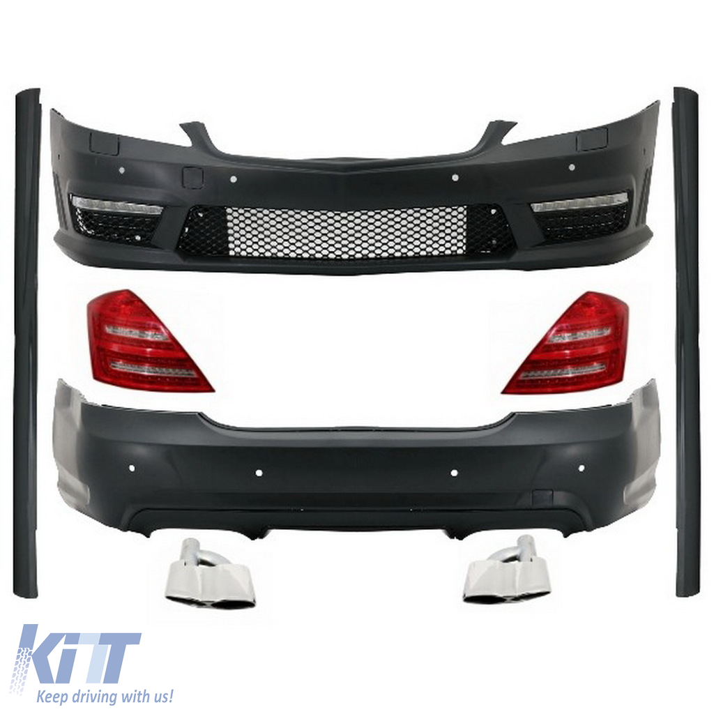 Complete Body Kit for Mercedes-Benz S-Class W221 Exhaust Muffler Tips LED Taillights 2005-2011 (LWB) A-Design