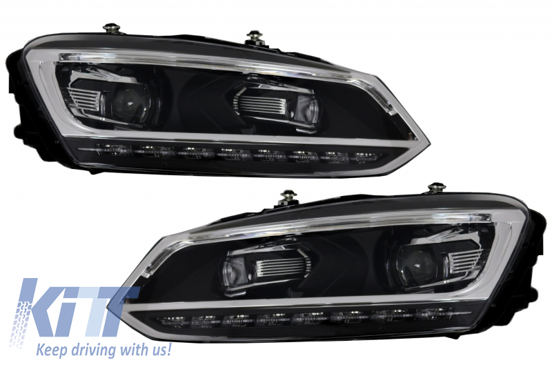 LED Light Bar Headlights suitable for VW Polo Mk5 6R 6C (2010-2017) Dynamic Sequential Turning Lights Matrix Look